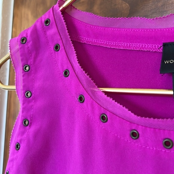 Sleeveless Tunic Tank in Fuschia Hot Pink with Grommet Details  PM - Picture 3 of 7